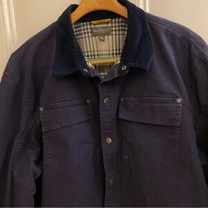 L. L.Bean Signature Jacket Mens XXL Blue Slim Fit Lined Barn Coat Cotton Blend